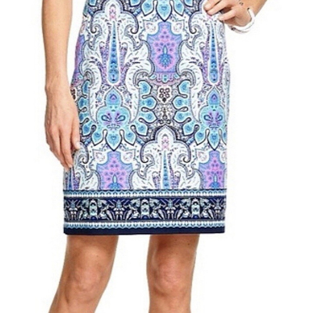 Talbots Multicolor Patterned Paisley Floral Refined Pencil Skirt - Size 4